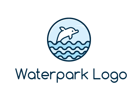 dolphin with sea waves in circle