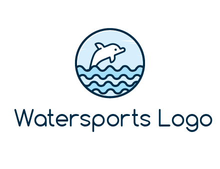 dolphin with sea waves in circle