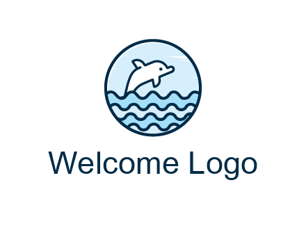 dolphin with sea waves in circle
