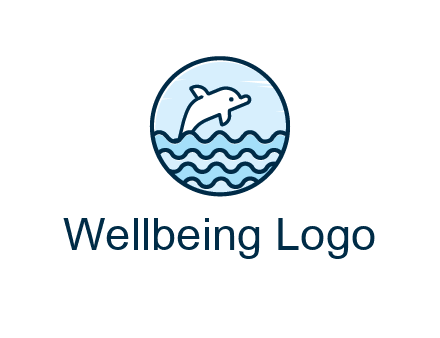 dolphin with sea waves in circle