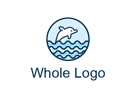 dolphin with sea waves in circle