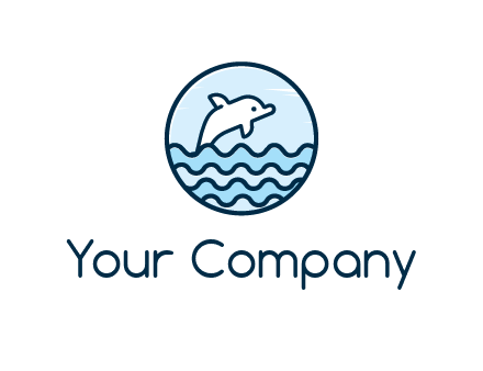 dolphin with sea waves in circle