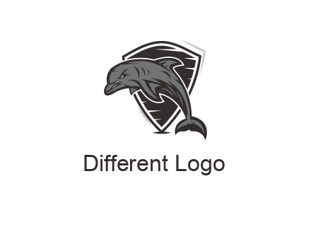 shield behind angry dolphin