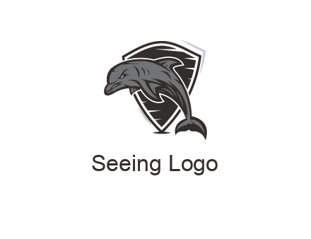 shield behind angry dolphin