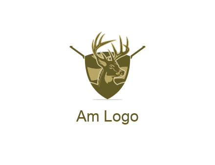 deer head in shield with gun