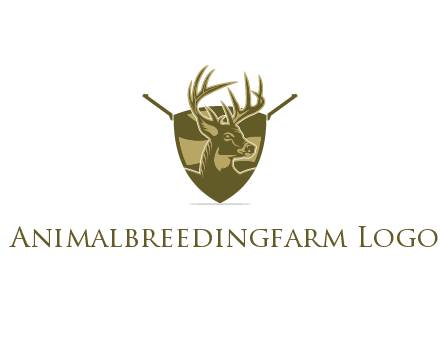deer head in shield with gun