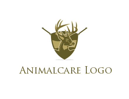deer head in shield with gun