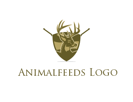 deer head in shield with gun