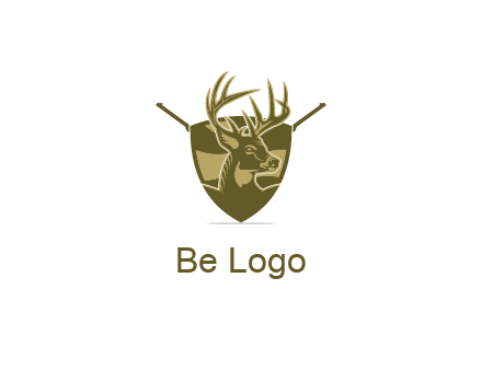 deer head in shield with gun