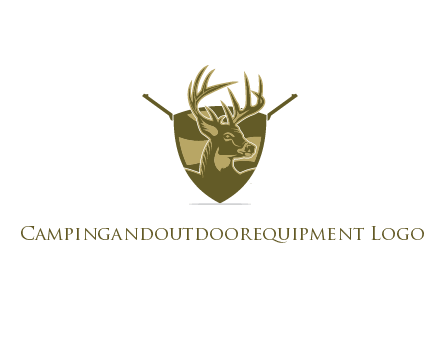 deer head in shield with gun