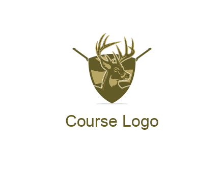 deer head in shield with gun