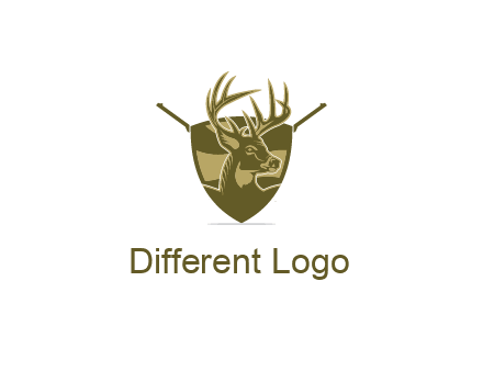 deer head in shield with gun