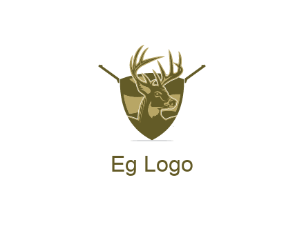 deer head in shield with gun