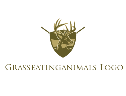 deer head in shield with gun