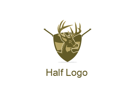 deer head in shield with gun