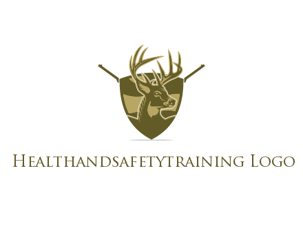 deer head in shield with gun