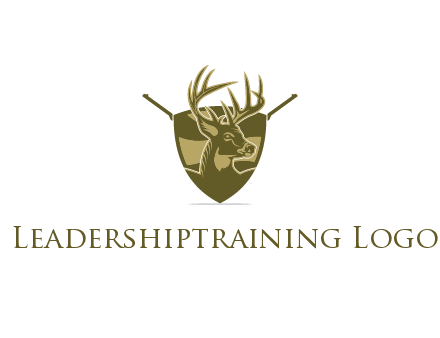 deer head in shield with gun