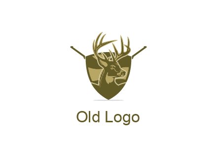 deer head in shield with gun