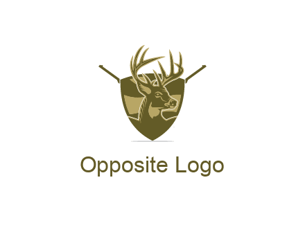 deer head in shield with gun