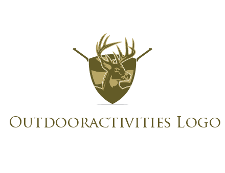 deer head in shield with gun