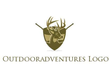 deer head in shield with gun