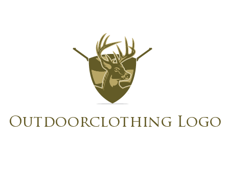 deer head in shield with gun