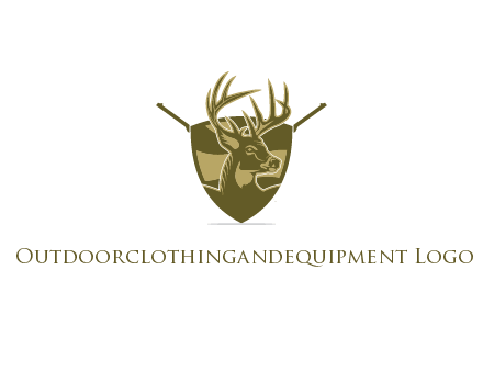 deer head in shield with gun