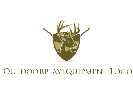 deer head in shield with gun