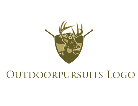 deer head in shield with gun