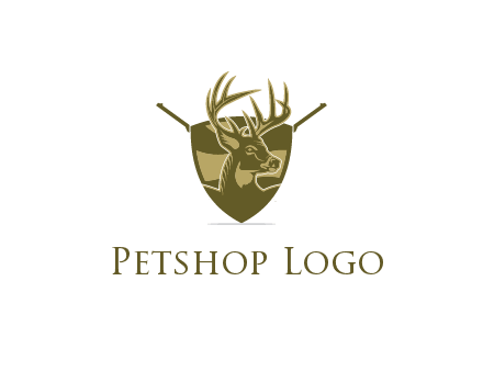 deer head in shield with gun