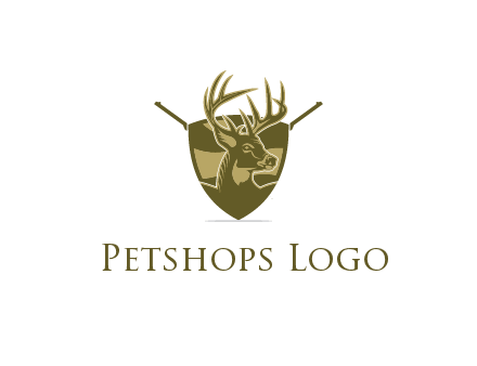 deer head in shield with gun