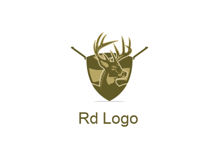 deer head in shield with gun