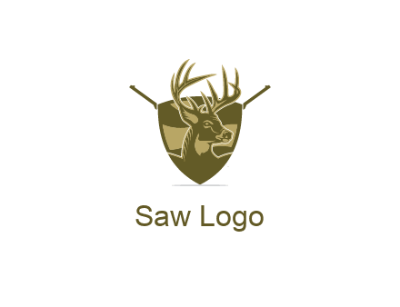 deer head in shield with gun