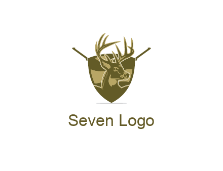 deer head in shield with gun