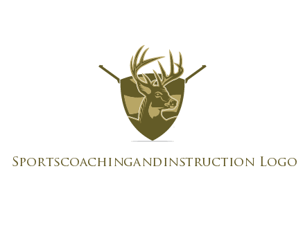 deer head in shield with gun