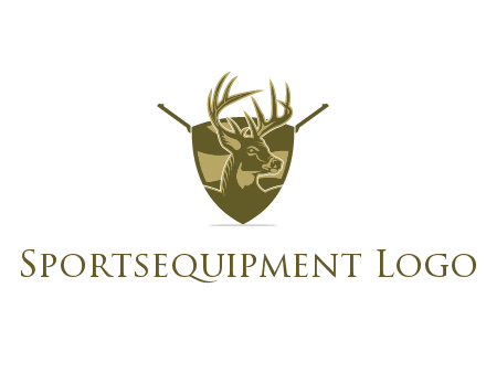 deer head in shield with gun
