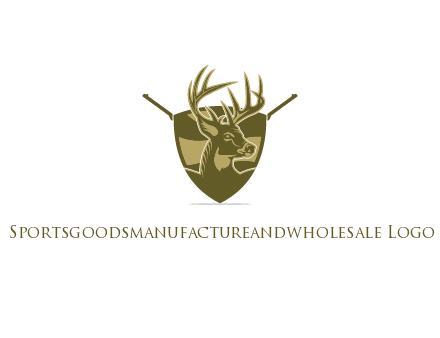 deer head in shield with gun