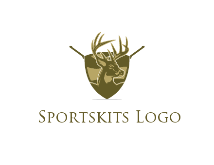 deer head in shield with gun