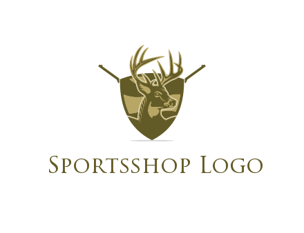 deer head in shield with gun