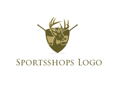 deer head in shield with gun