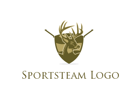deer head in shield with gun