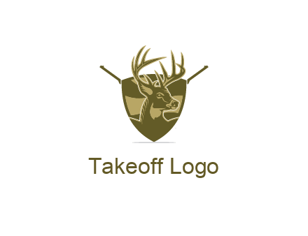 deer head in shield with gun