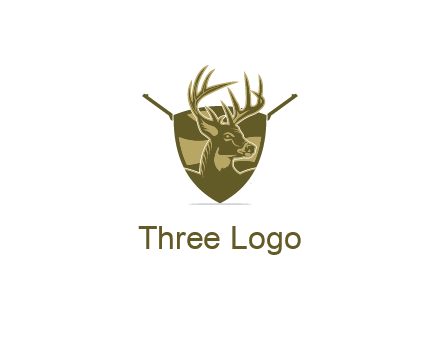 deer head in shield with gun