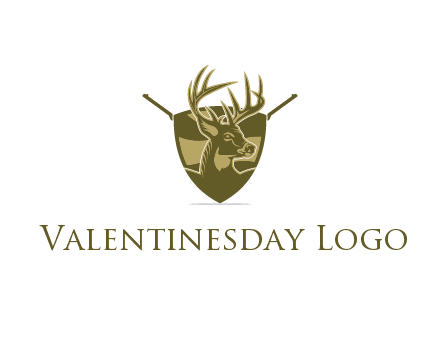 deer head in shield with gun