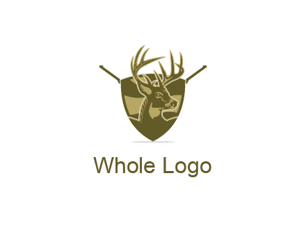 deer head in shield with gun