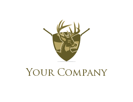 deer head in shield with gun