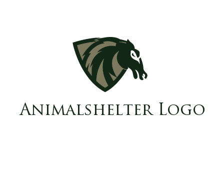 abstract horse head in shield
