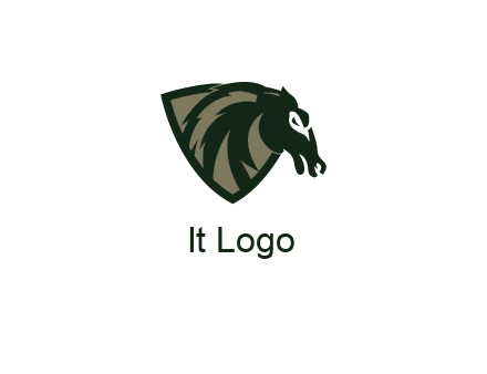 abstract horse head in shield