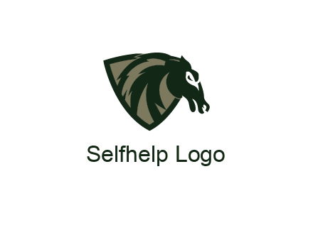 abstract horse head in shield