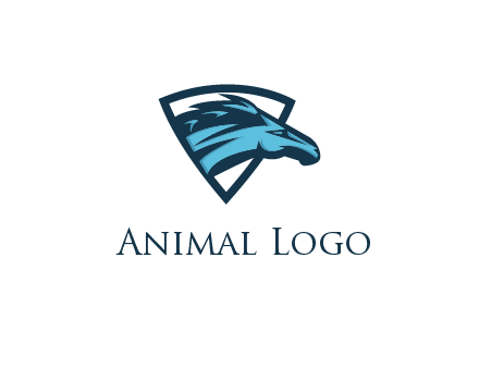 abstract racing horse head in shield